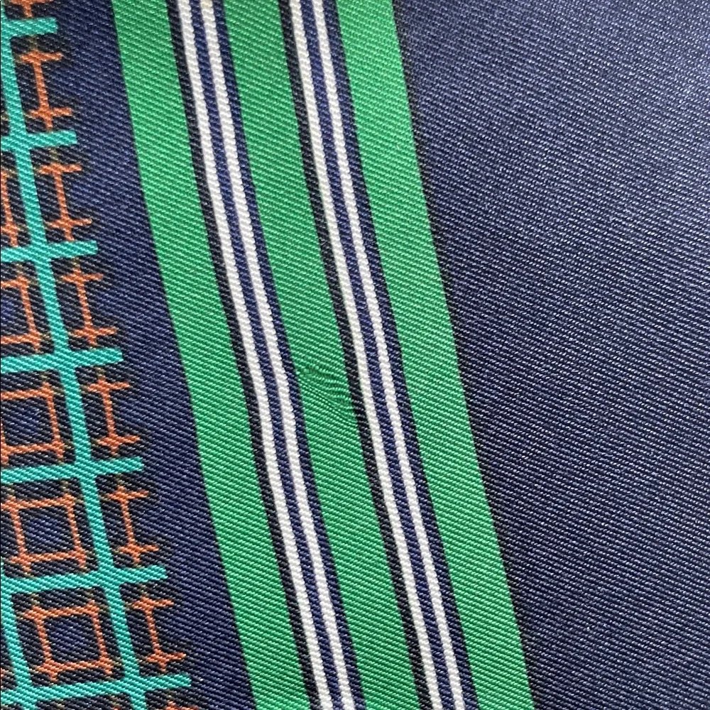 Yves Saint Laurent Vintage Navy Blue Silk Scarf w COA - Picture 13 of 16